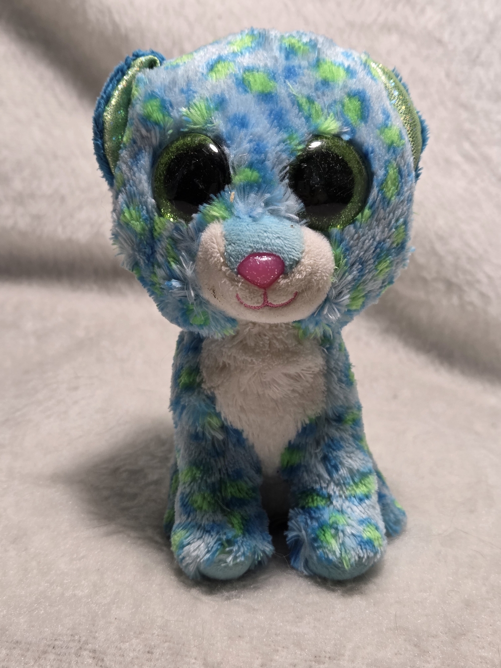 LEONA Ty Beanie Boos 6" Leopard Blue and Green heavy wear NO HANGTAG
